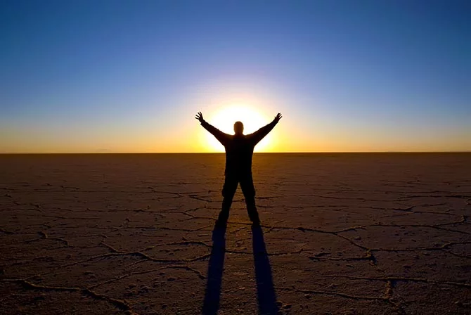 Sunrise on the Uyuni Salt Flats